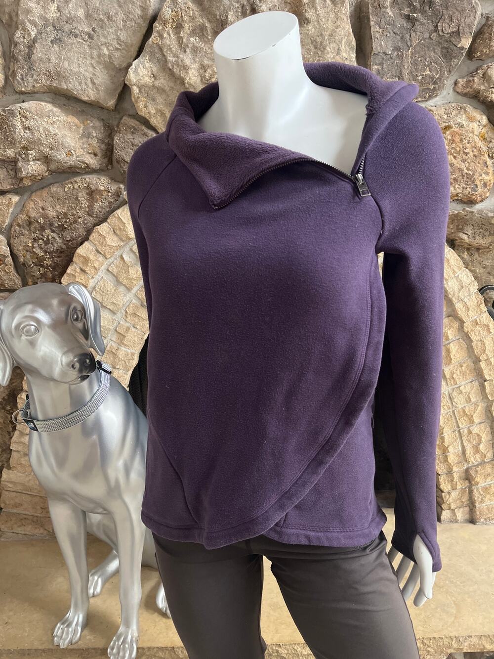 Athleta Fleece Line Cowl Neck Pullover Layered Jacket Women's Size XXS